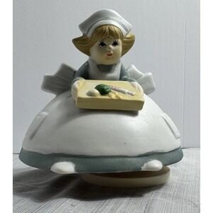 Vintage Nurse Rotating Music Box Hand painted Plays " Just A Spoonful Of Sugar "